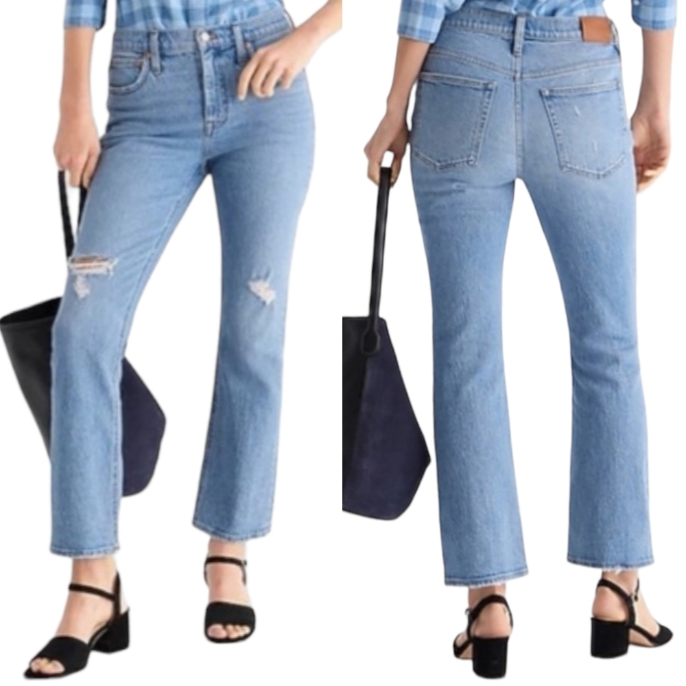 J. Crew Demi Boot Crop Jeans Mid-rise Distressed Medium Wash 27P